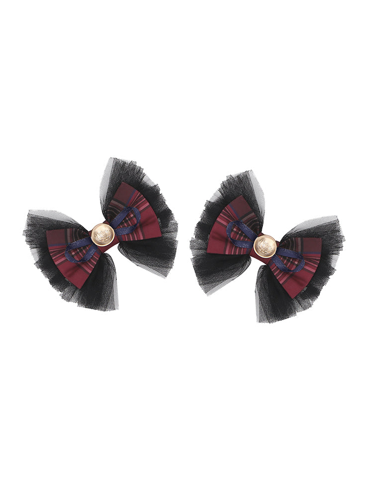 Bow Hairclips Idol Lolita Red Plaid
