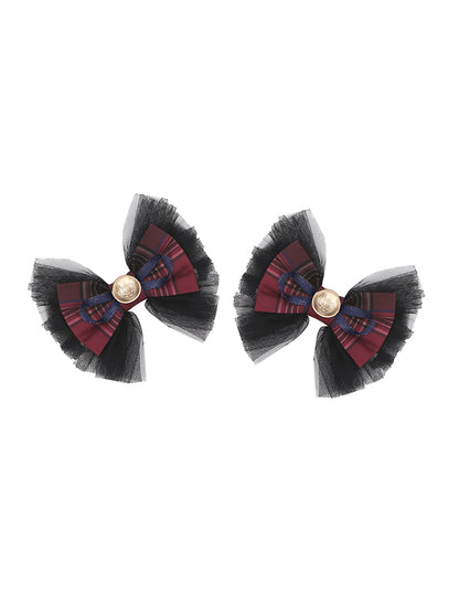 Bow Hairclips Idol Lolita Red Plaid