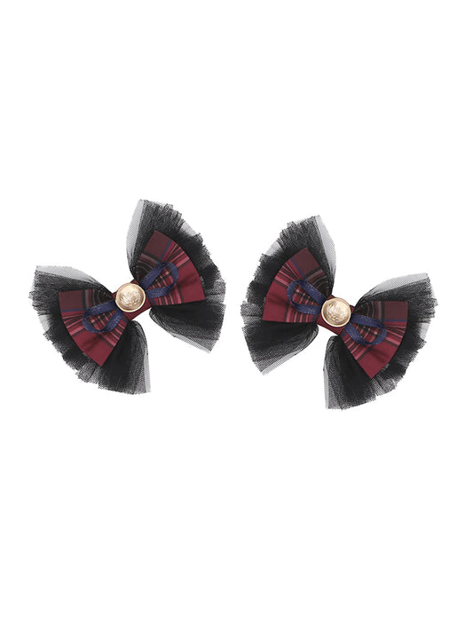 Bow Hairclips Idol Lolita Red Plaid