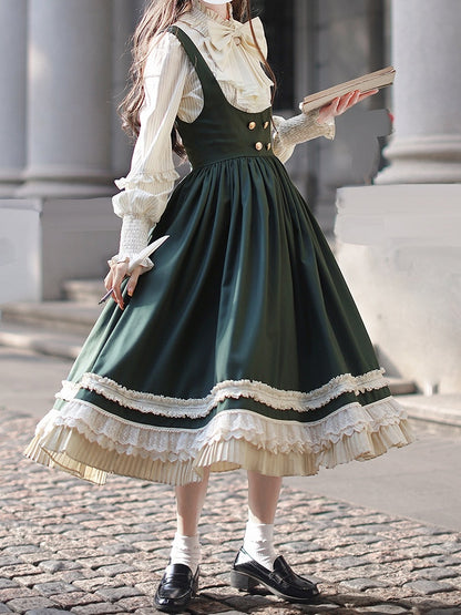 Beige Striped Blouse with Bishop Sleeves and Elastic Cuffs