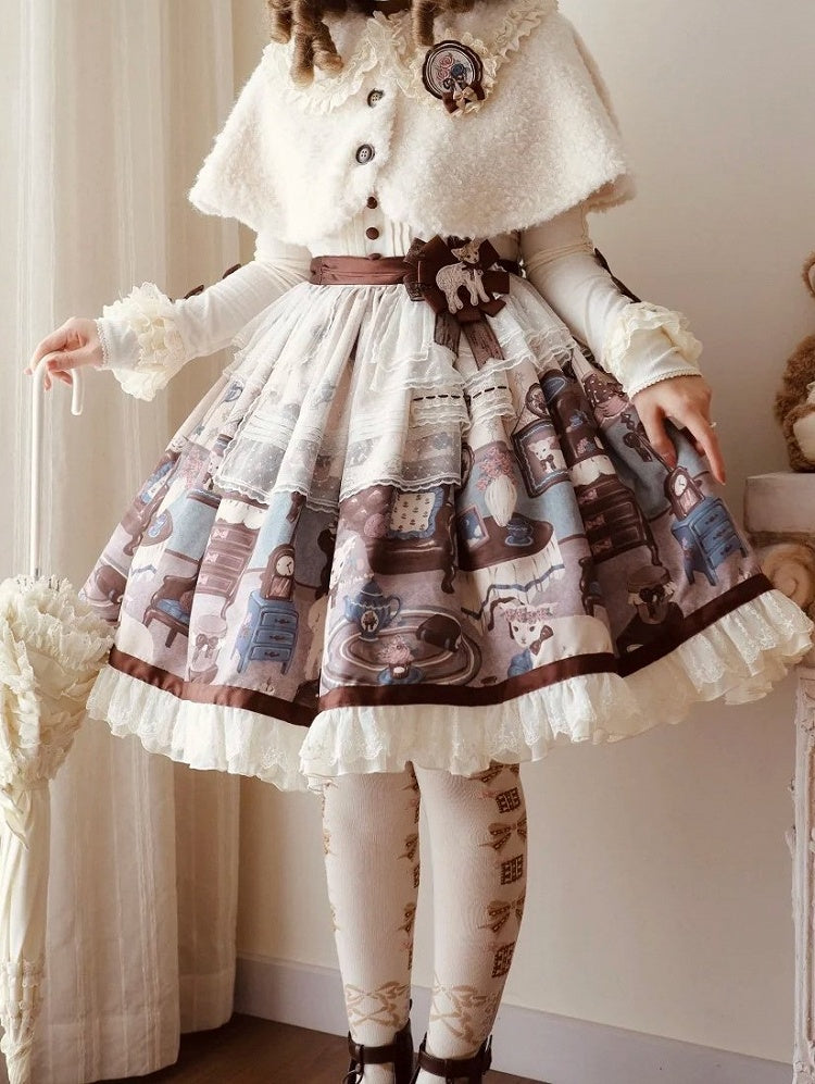 Peter Plush Collar Pan Beige Sweet Cape Lolita