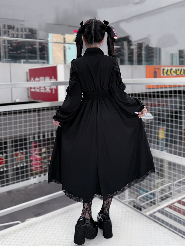 Kei Intricate Waist-Defining Black Clean Cutouts and Elegant Jirai with Dress Lace