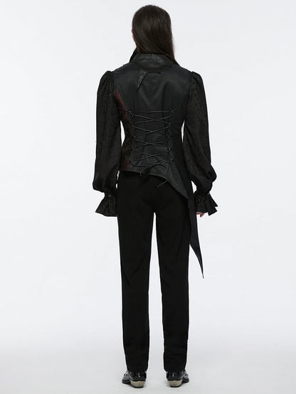 Asymmetrical Gothic Design Black Vest Men's
