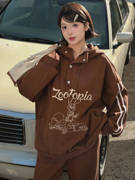 Zootopia Judy und Nick Grafik Braun Hoodie
