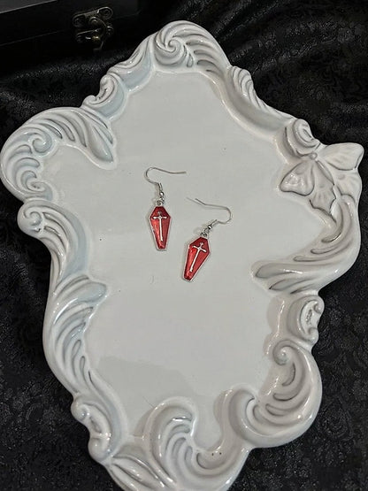Two-Tone Cross Gothic Drop Earrings