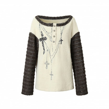 Off-Shoulder Cross Apricot Top mit Schal