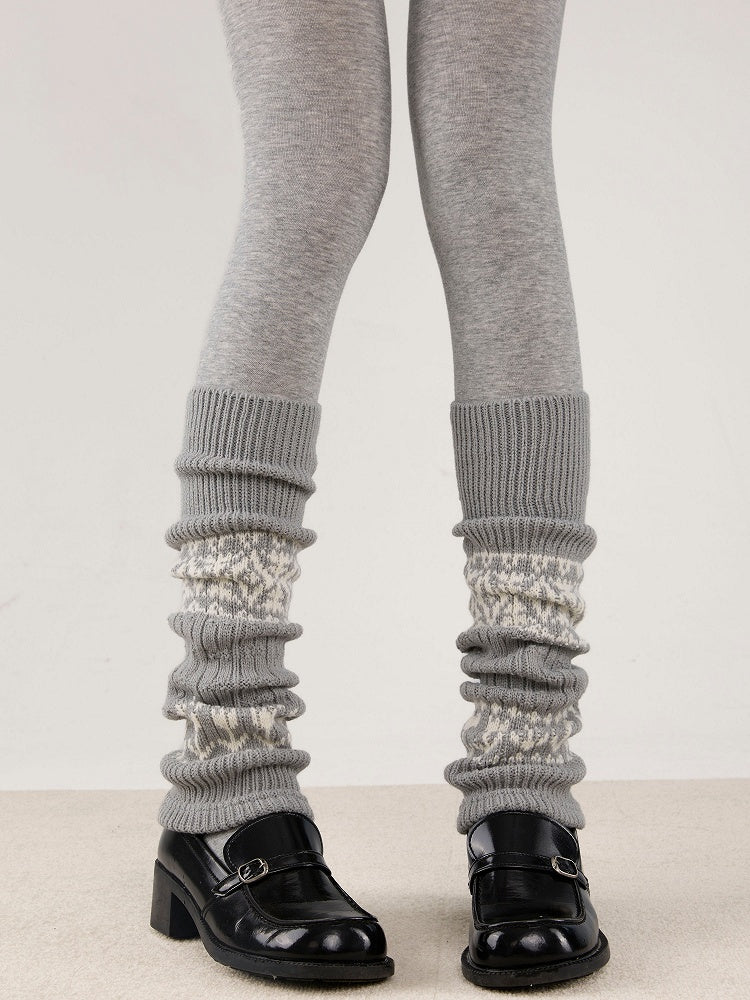 Knitted and Floral Leg 6 Geometric Warmers Colors Pattern