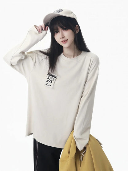 White Tag Long-Sleeve Top Date Christmas Design with
