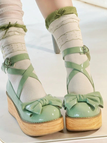Platform Sweet Lolita Straps with Shoes Crisscross Green