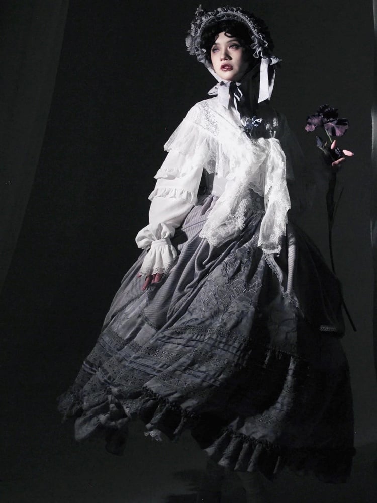 with Ruffled White Shawl Lace Lolita Edges