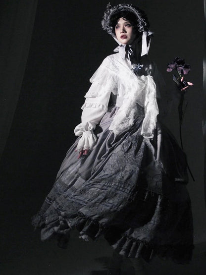 with Ruffled White Shawl Lace Lolita Edges