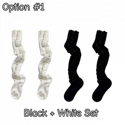 Bas (3 options) Sur le genou Dentelle à garniture