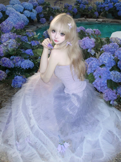Floor Length Tulle Tiered Skirt Lavender Balletcore
