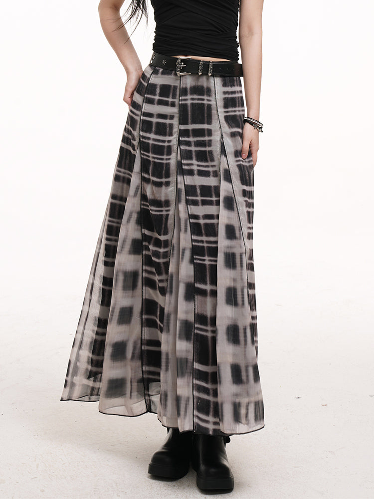 Length Plaid Finish White Side Ankle Zipper with Skirt Black Distressed