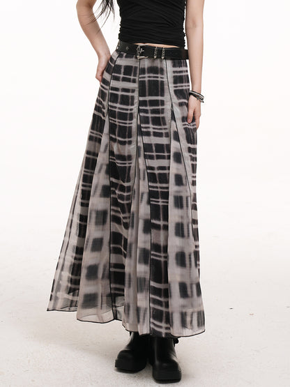 Length Plaid Finish White Side Ankle Zipper with Skirt Black Distressed