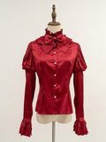 Lolita Red Blouse Satin Gothic Juliette Sleeves