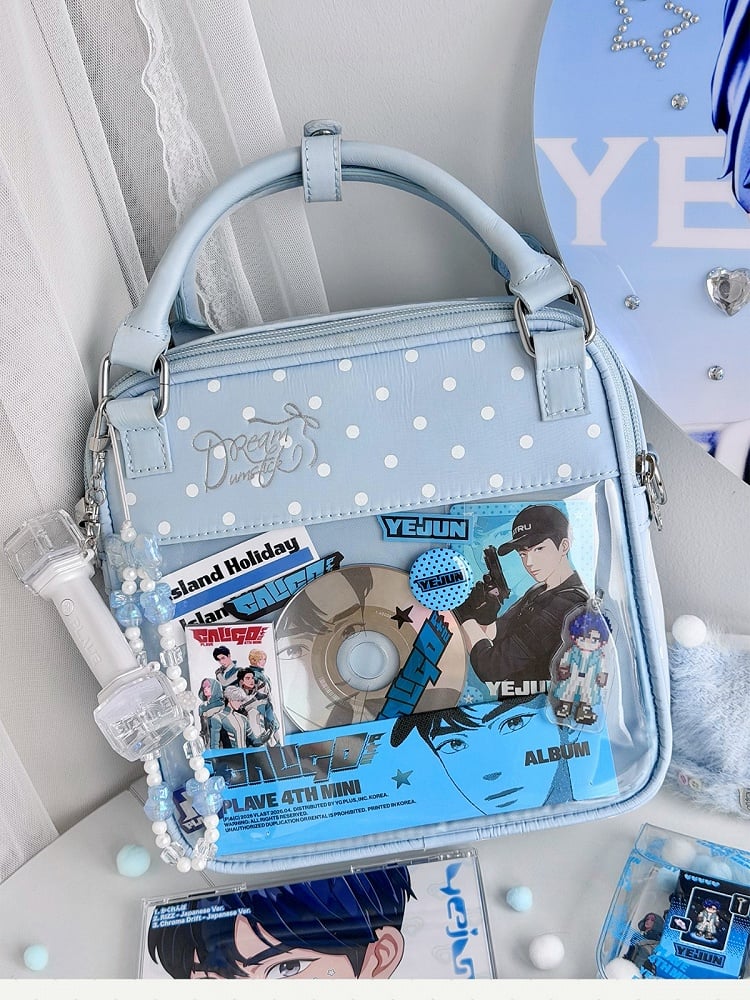 Heart Transparent Window Polka Dot Crossbody Bag - DRDR