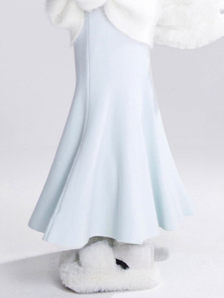 Skirt Mermaid Fall High-Waisted Winter Midi for Blue
