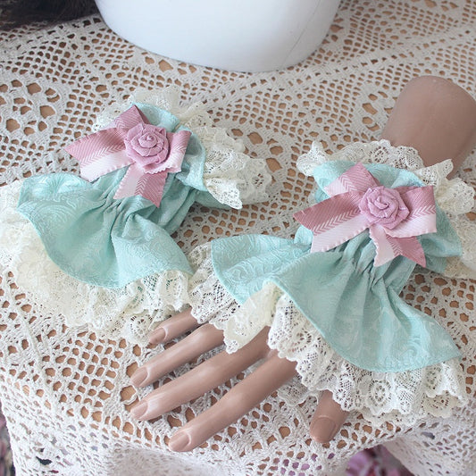 Farboptionen für das Handgelenk, Design mit Spitze, verzierte Manschetten, florale Schleife, 8