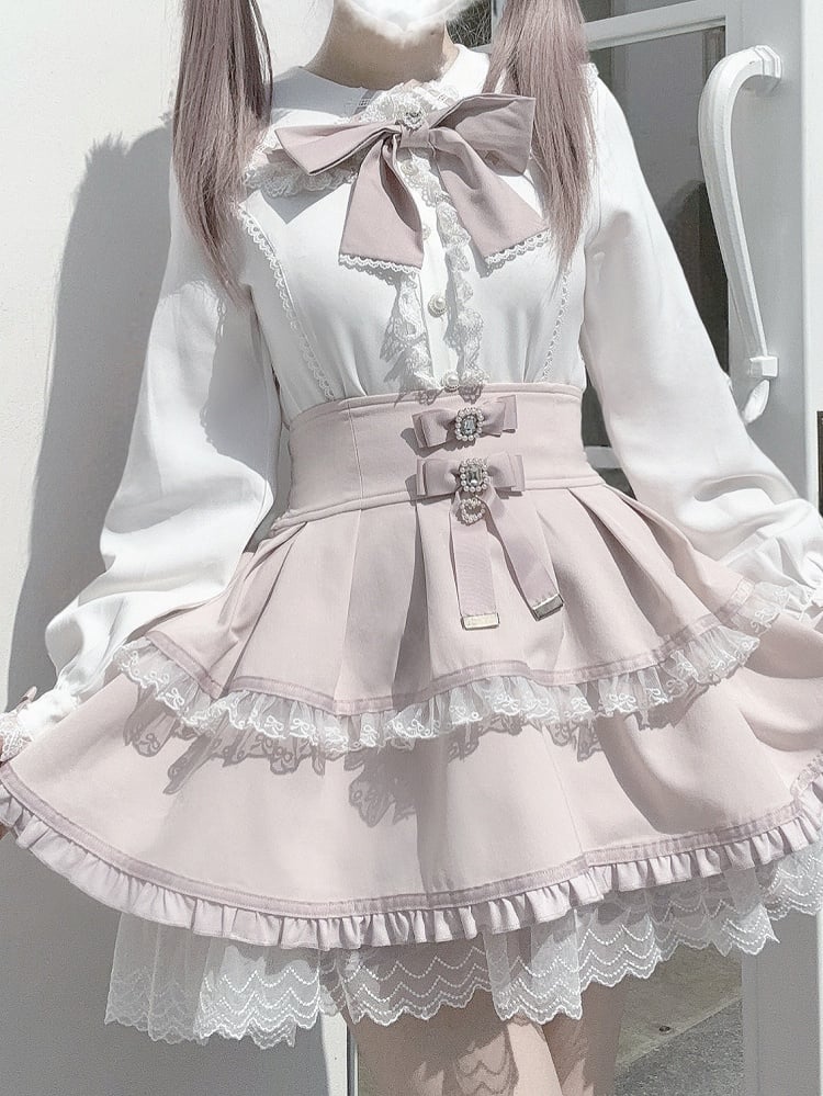 Bunny-Ear with Collar Back Blouse White Jirai Kei