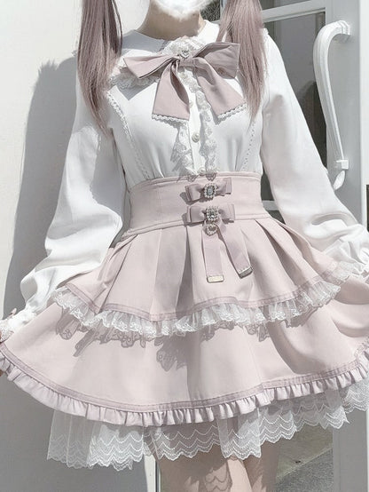 Bunny-Ear with Collar Back Blouse White Jirai Kei