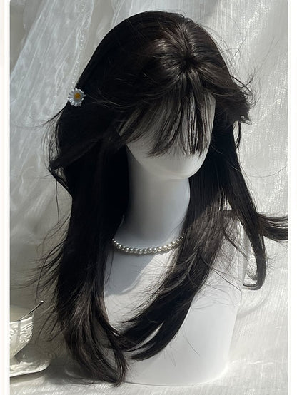 60cm ストレートエアウィッグ 前髪あり ブラック