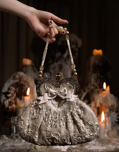 Vintage Hand Bead Kiss-lock Tassels Closure Bag