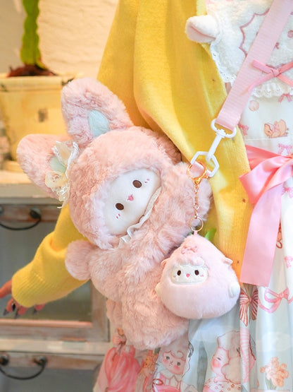 Rosa süßer Schlüsselanhänger mit Schleife in Lammform