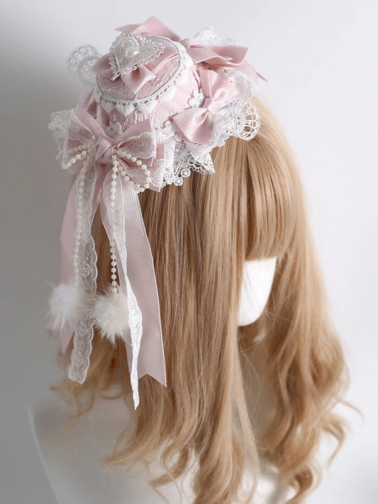 Pearl Mini Blush Lace Hat