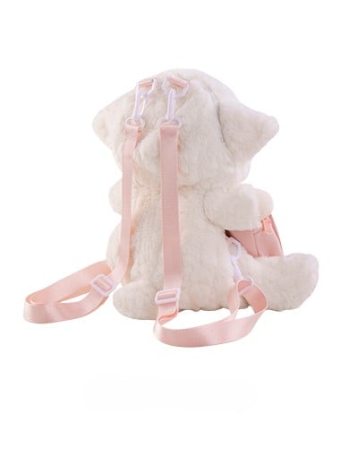 Plush And Pink Canvas Bag Backpack Lamb White Detachable Set