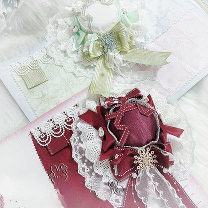 Lolita Mini Accent Lace Trim Hime Snowflake Blue/Pink/Red/Green Bowknot Details Hat