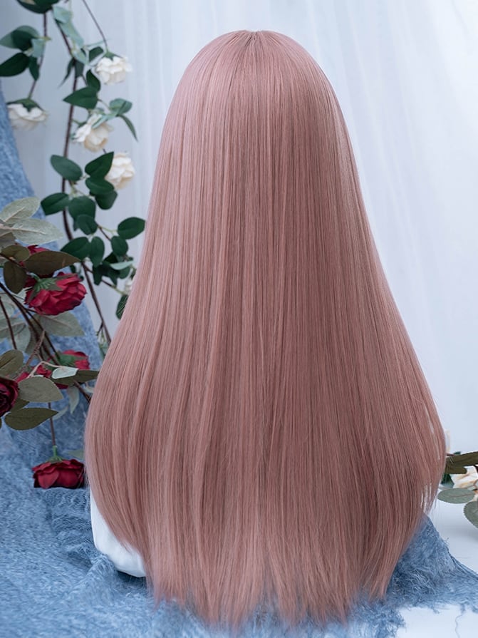 Länge 63CM Rosa Glatte Perücke