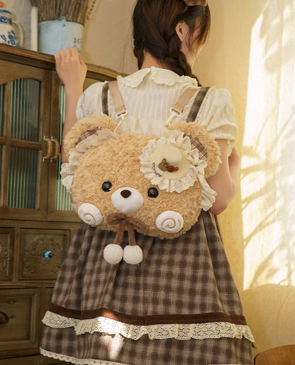 Kawaii Detachable Straps Bear Backpack Oversized With Brown