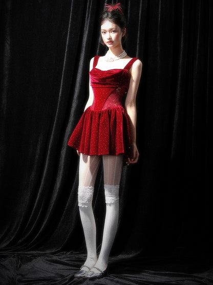 Strassverzierungen Weihnachten Weinrot Rückenfreies Kleid Perlendetails