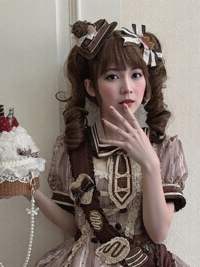 Chocolate Cake Mini Hat with Lace Trim - Lineall Cat