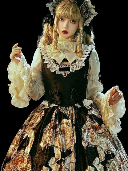 Back Lolita And Trim Up Top Bow Lace- With Black Details Lace