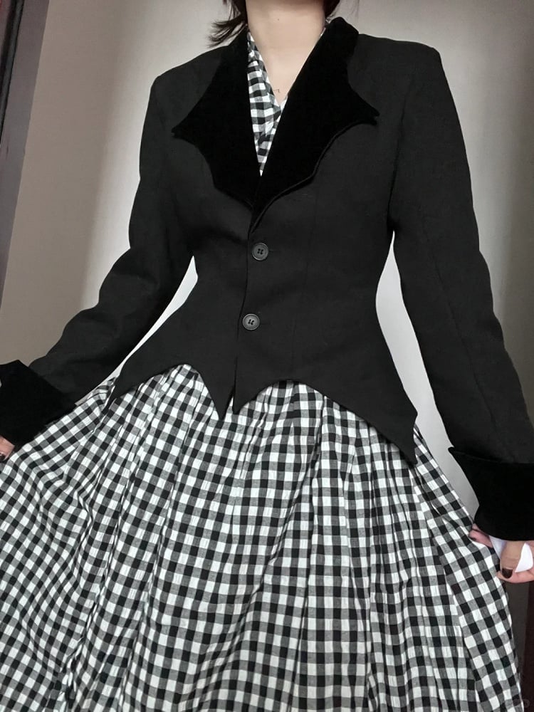 Gothic and Collar Lolita with Black Blazer Bat Velvet Cuff