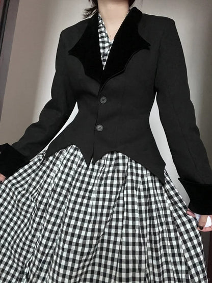 Gothic and Collar Lolita with Black Blazer Bat Velvet Cuff