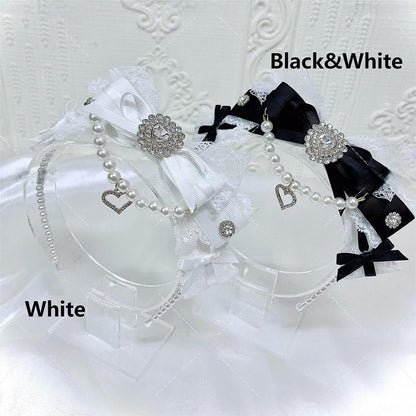 Colors 6 Details Rhinestone Bow Heart Pearl with KC Chain