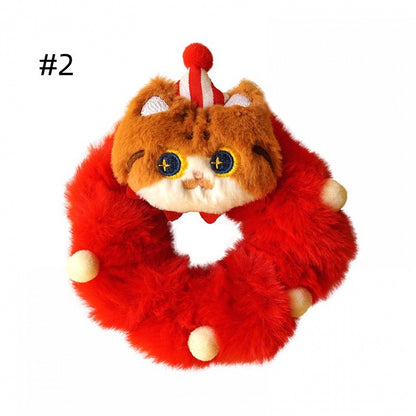 5 Colors Options Cute Kitty Design Scrunchies