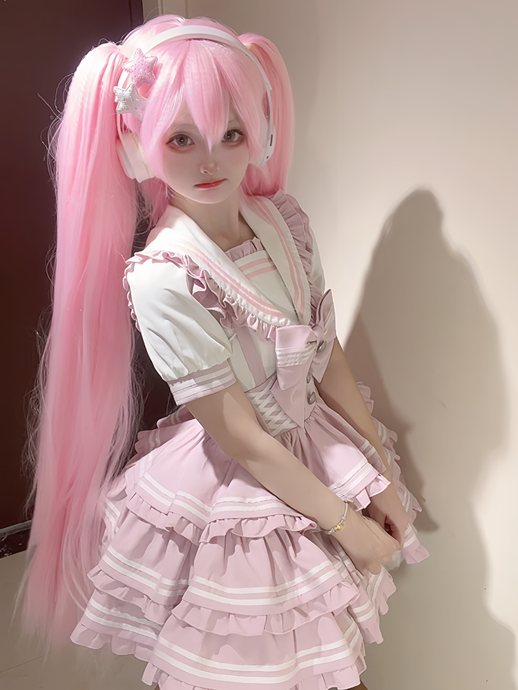 Pink Bow Accent Sailor Collar Light Lolita Blouse Ruffled Sweet