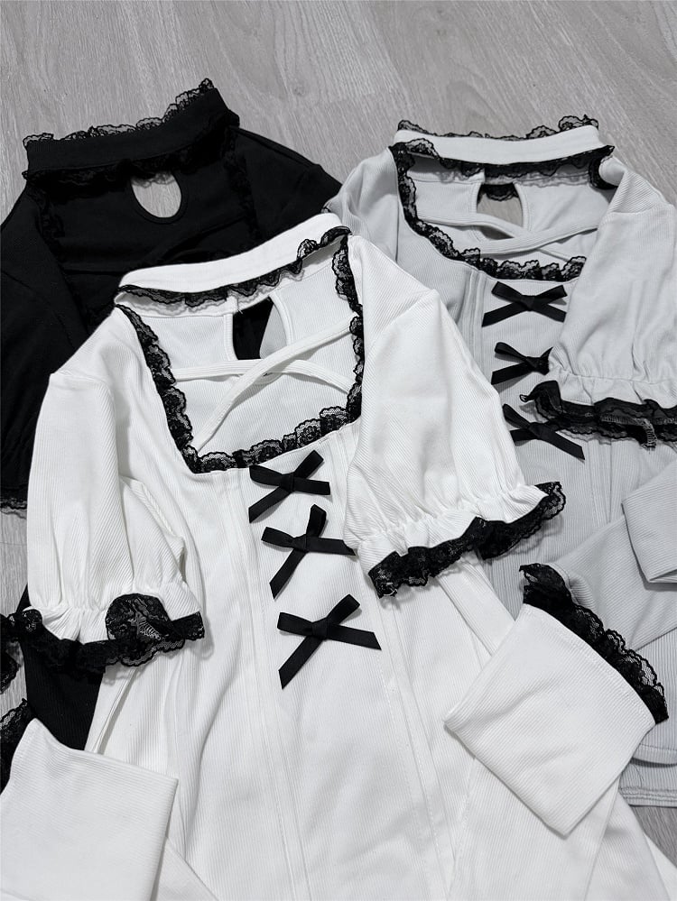 Mint | Knit Criss-Cross Jirai Arm Detachable Kei with Top Dusty Sleeves Neckline