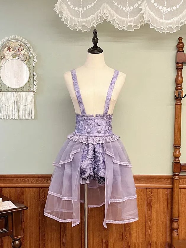 Shorts Straps Waist with Bloomer High Ouji Lolita Purple Shoulder Detachable