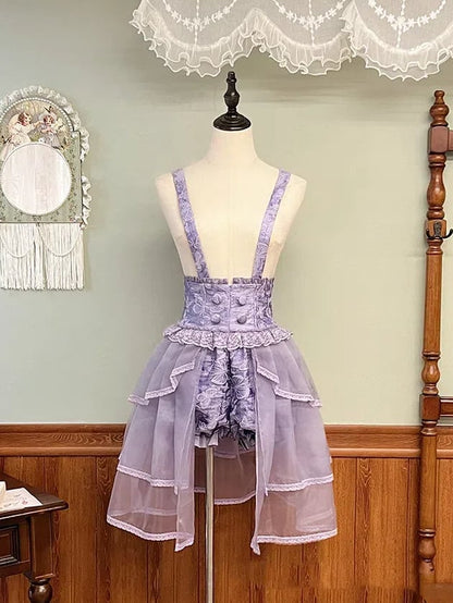 Shorts Straps Waist with Bloomer High Ouji Lolita Purple Shoulder Detachable