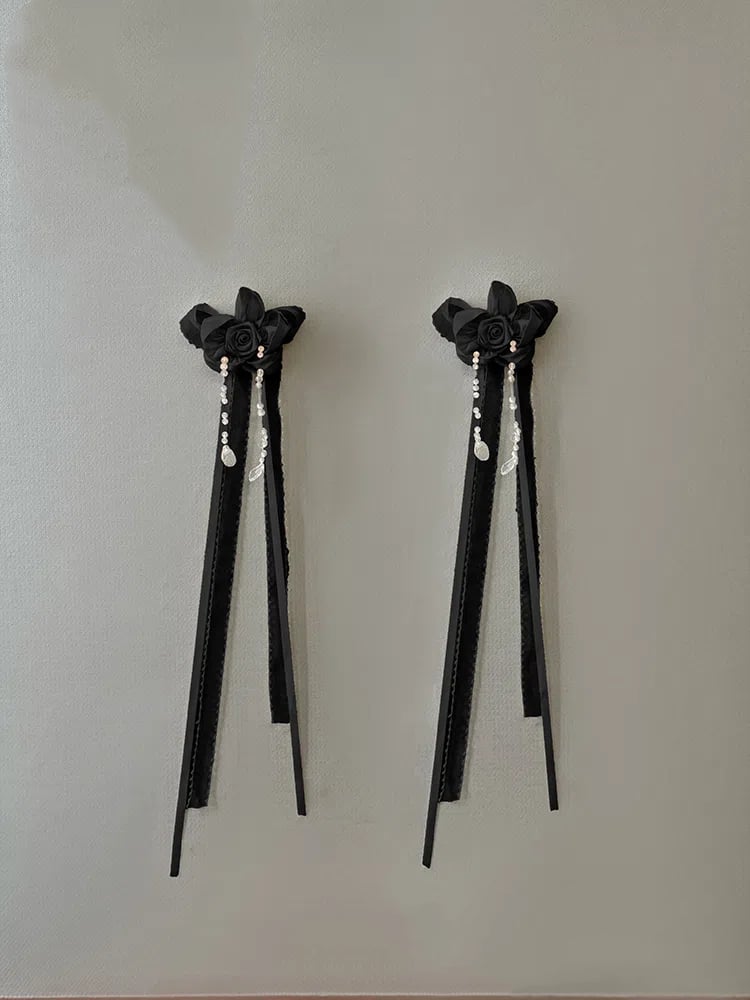 Lila Schwarz Beige Broschen / Rote Blume