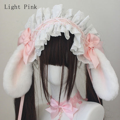 Lop Rabbit Ear Bowknot Details Lace Trim Hairband
