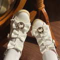 T-Bar Hime White Shoes Wood Grain Platform Kei Strap with Sole