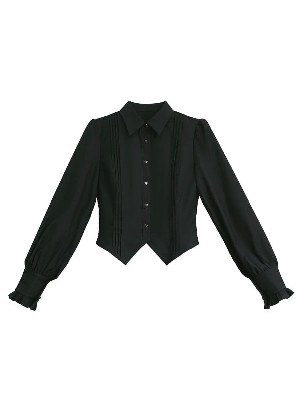 Shirt Sweetheart Buttons Black Shaped
