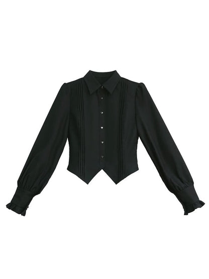 Shirt Sweetheart Buttons Black Shaped