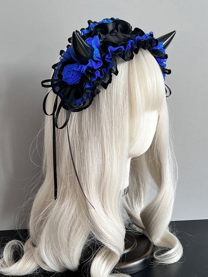 Lace and Color Hairband Devil 8 – Accents with Horn Ruffles Gothic Options